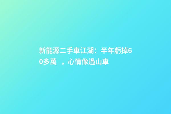 新能源二手車江湖：半年虧掉60多萬，心情像過山車